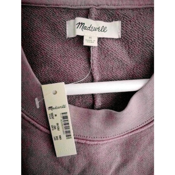 Madewell size M Mauve Bubble sleeve sweatshirt New - Picture 3 of 7